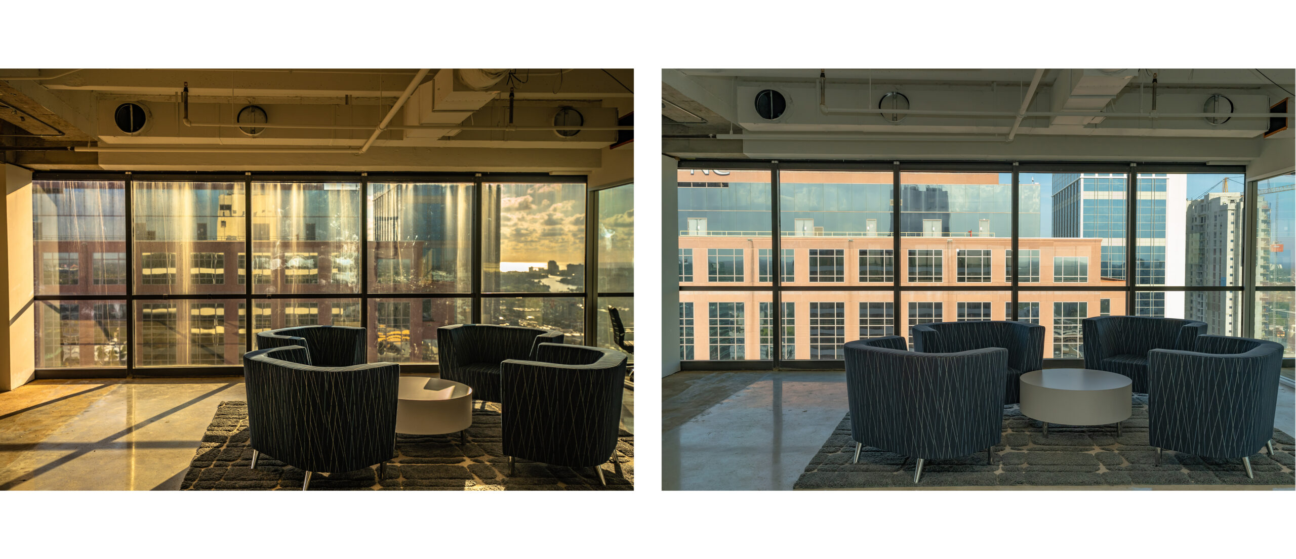 Professional Dallas commercial window cleaning team performing interior glass restoration services in downtown Dallas, TX